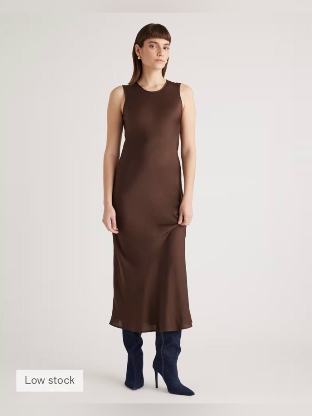 NWT Quince Washable Stretch Silk Tank Midi Dress Sz XS